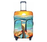 NBSKSDLK Travel Luggage Cover Flip flops and tropical beach scene Suitcase Protector Anti-Scratch Washable Baggage Covers Elastic Suitcase Cover Tsa Approved Baggage Protector Fit 18-32 Inch Luggage