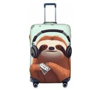 NBSKSDLK Travel Luggage Cover funny Cute Animal Sloth Music Suitcase Protector Anti-Scratch Washable Baggage Covers Elastic Suitcase Cover Tsa Approved Baggage Protector Fit 18-32 Inch Luggage, Black
