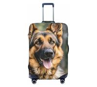 NBSKSDLK Travel Luggage Cover German shepherd Suitcase Protector Anti-Scratch Washable Baggage Covers Elastic Suitcase Cover Tsa Approved Baggage Protector Fit 18-32 Inch Luggage, Black, L
