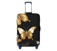 NBSKSDLK Travel Luggage Cover Gold White Butterflies Black Suitcase Protector Anti-Scratch Washable Baggage Covers Elastic Suitcase Cover Tsa Approved Baggage Protector Fit 18-32 Inch Luggage, Black