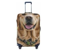 NBSKSDLK Travel Luggage Cover Golden Retriever Suitcase Protector Anti-Scratch Washable Baggage Covers Elastic Suitcase Cover Tsa Approved Baggage Protector Fit 18-32 Inch Luggage, Black, XL