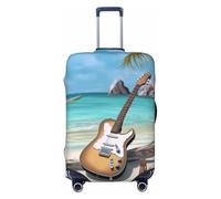 NBSKSDLK Travel Luggage Cover Guitar on The Beach Suitcase Protector Anti-Scratch Washable Baggage Covers Elastic Suitcase Cover Tsa Approved Baggage Protector Fit 18-32 Inch Luggage, Black, M