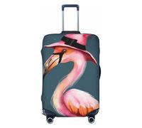 NBSKSDLK Travel Luggage Cover Halloween Flamingo Witch Hat Suitcase Protector Anti-Scratch Washable Baggage Covers Elastic Suitcase Cover Tsa Approved Baggage Protector Fit 18-32 Inch Luggage, Black