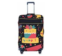 NBSKSDLK Travel Luggage Cover Happy birthday images Suitcase Protector Anti-Scratch Washable Baggage Covers Elastic Suitcase Cover Tsa Approved Baggage Protector Fit 18-32 Inch Luggage, Black, XL