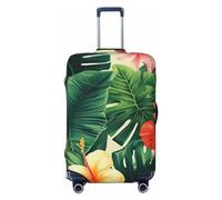 NBSKSDLK Travel Luggage Cover hojas tropicales y flores Suitcase Protector Anti-Scratch Washable Baggage Covers Elastic Suitcase Cover Tsa Approved Baggage Protector Fit 18-32 Inch Luggage, Black, M