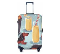 NBSKSDLK Travel Luggage Cover Hot Dogs and Lemonade Suitcase Protector Anti-Scratch Washable Baggage Covers Elastic Suitcase Cover Tsa Approved Baggage Protector Fit 18-32 Inch Luggage, Black, M