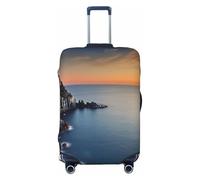 NBSKSDLK Travel Luggage Cover Italy Sea at Sunset Suitcase Protector Anti-Scratch Washable Baggage Covers Elastic Suitcase Cover Tsa Approved Baggage Protector Fit 18-32 Inch Luggage, Black, L