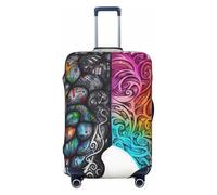 NBSKSDLK Travel Luggage Cover Left and right brain Suitcase Protector Anti-Scratch Washable Baggage Covers Elastic Suitcase Cover Tsa Approved Baggage Protector Fit 18-32 Inch Luggage, Black, L