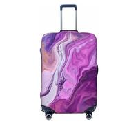 NBSKSDLK Travel Luggage Cover Marble Purple Colorful Suitcase Protector Anti-Scratch Washable Baggage Covers Elastic Suitcase Cover Tsa Approved Baggage Protector Fit 18-32 Inch Luggage, Black, L