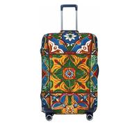 NBSKSDLK Travel Luggage Cover Mexican Ceramic Tile Suitcase Protector Anti-Scratch Washable Baggage Covers Elastic Suitcase Cover Tsa Approved Baggage Protector Fit 18-32 Inch Luggage, Black, M