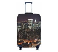 NBSKSDLK Travel Luggage Cover New York Night Suitcase Protector Anti-Scratch Washable Baggage Covers Elastic Suitcase Cover Tsa Approved Baggage Protector Fit 18-32 Inch Luggage, Black, L