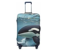 NBSKSDLK Travel Luggage Cover Orca Killer Whale Suitcase Protector Anti-Scratch Washable Baggage Covers Elastic Suitcase Cover Tsa Approved Baggage Protector Fit 18-32 Inch Luggage, Black, XL