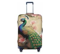 NBSKSDLK Travel Luggage Cover Oriental Peacock on Flower Tree Suitcase Protector Anti-Scratch Washable Baggage Covers Elastic Suitcase Cover Tsa Approved Baggage Protector Fit 18-32 Inch Luggage