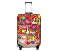 NBSKSDLK Travel Luggage Cover Origami Paper Cranes Suitcase Protector Anti-Scratch Washable Baggage Covers Elastic Suitcase Cover Tsa Approved Baggage Protector Fit 18-32 Inch Luggage, Black, Large