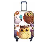 NBSKSDLK Travel Luggage Cover Owls Birds Suitcase Protector Anti-Scratch Washable Baggage Covers Elastic Suitcase Cover Tsa Approved Baggage Protector Fit 18-32 Inch Luggage, Black, L