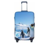 NBSKSDLK Travel Luggage Cover Penguin Antarctica Ice Suitcase Protector Anti-Scratch Washable Baggage Covers Elastic Suitcase Cover Tsa Approved Baggage Protector Fit 18-32 Inch Luggage, Black, L