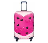 NBSKSDLK Travel Luggage Cover Pink Love Heart Suitcase Protector Anti-Scratch Washable Baggage Covers Elastic Suitcase Cover Tsa Approved Baggage Protector Fit 18-32 Inch Luggage, Black, M