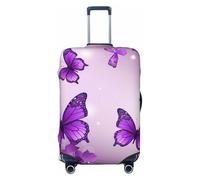 NBSKSDLK Travel Luggage Cover Purple Butterflies Suitcase Protector Anti-Scratch Washable Baggage Covers Elastic Suitcase Cover Tsa Approved Baggage Protector Fit 18-32 Inch Luggage, Black, XL