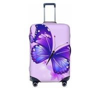 NBSKSDLK Travel Luggage Cover Purple Butterfly Suitcase Protector Anti-Scratch Washable Baggage Covers Elastic Suitcase Cover Tsa Approved Baggage Protector Fit 18-32 Inch Luggage, Black, M