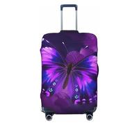 NBSKSDLK Travel Luggage Cover Purple Butterfly Suitcase Protector Anti-Scratch Washable Baggage Covers Elastic Suitcase Cover Tsa Approved Baggage Protector Fit 18-32 Inch Luggage, Black, XL