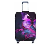 NBSKSDLK Travel Luggage Cover Purple Butterfly Suitcase Protector Anti-Scratch Washable Baggage Covers Elastic Suitcase Cover Tsa Approved Baggage Protector Fit 18-32 Inch Luggage, Black, L