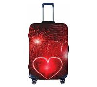 NBSKSDLK Travel Luggage Cover Red Fireworks Suitcase Protector Anti-Scratch Washable Baggage Covers Elastic Suitcase Cover Tsa Approved Baggage Protector Fit 18-32 Inch Luggage, Black, XL