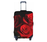 NBSKSDLK Travel Luggage Cover Red Roses Suitcase Protector Anti-Scratch Washable Baggage Covers Elastic Suitcase Cover Tsa Approved Baggage Protector Fit 18-32 Inch Luggage, Black, L
