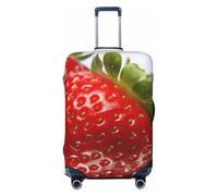 NBSKSDLK Travel Luggage Cover Red Strawberry Fruit Suitcase Protector Anti-Scratch Washable Baggage Covers Elastic Suitcase Cover Tsa Approved Baggage Protector Fit 18-32 Inch Luggage, Black, M