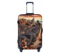 NBSKSDLK Travel Luggage Cover san francisco Suitcase Protector Anti-Scratch Washable Baggage Covers Elastic Suitcase Cover Tsa Approved Baggage Protector Fit 18-32 Inch Luggage, Black, L