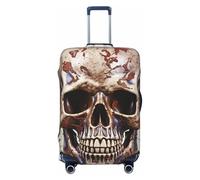 NBSKSDLK Travel Luggage Cover Skull on white background Suitcase Protector Anti-Scratch Washable Baggage Covers Elastic Suitcase Cover Tsa Approved Baggage Protector Fit 18-32 Inch Luggage, Black, S