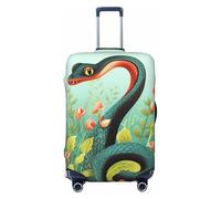 NBSKSDLK Travel Luggage Cover Snake And Flower Suitcase Protector Anti-Scratch Washable Baggage Covers Elastic Suitcase Cover Tsa Approved Baggage Protector Fit 18-32 Inch Luggage, Black, L
