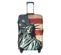 NBSKSDLK Travel Luggage Cover Statue Liberty American Flag Suitcase Protector Anti-Scratch Washable Baggage Covers Elastic Suitcase Cover Tsa Approved Baggage Protector Fit 18-32 Inch Luggage, Black