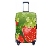 NBSKSDLK Travel Luggage Cover Strawberry and flower Suitcase Protector Anti-Scratch Washable Baggage Covers Elastic Suitcase Cover Tsa Approved Baggage Protector Fit 18-32 Inch Luggage, Black, M