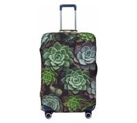 NBSKSDLK Travel Luggage Cover Succulent Plants Suitcase Protector Anti-Scratch Washable Baggage Covers Elastic Suitcase Cover Tsa Approved Baggage Protector Fit 18-32 Inch Luggage, Black, L