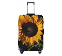 NBSKSDLK Travel Luggage Cover Sunflower Black Background Suitcase Protector Anti-Scratch Washable Baggage Covers Elastic Suitcase Cover Tsa Approved Baggage Protector Fit 18-32 Inch Luggage, Black, XL