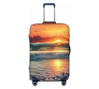 NBSKSDLK Travel Luggage Cover Sunset Seaside Suitcase Protector Anti-Scratch Washable Baggage Covers Elastic Suitcase Cover Tsa Approved Baggage Protector Fit 18-32 Inch Luggage, Black, S