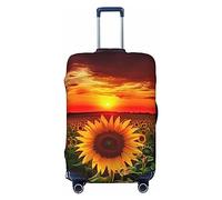 NBSKSDLK Travel Luggage Cover Sunset Sunflower Suitcase Protector Anti-Scratch Washable Baggage Covers Elastic Suitcase Cover Tsa Approved Baggage Protector Fit 18-32 Inch Luggage, Black, M