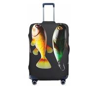 NBSKSDLK Travel Luggage Cover Various Type of Fishing Baits Suitcase Protector Anti-Scratch Washable Baggage Covers Elastic Suitcase Cover Tsa Approved Baggage Protector Fit 18-32 Inch Luggage, Black