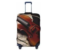 NBSKSDLK Travel Luggage Cover Violin Sheet Music Suitcase Protector Anti-Scratch Washable Baggage Covers Elastic Suitcase Cover Tsa Approved Baggage Protector Fit 18-32 Inch Luggage, Black, S