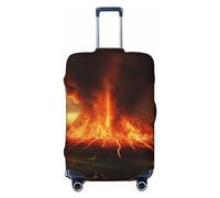 NBSKSDLK Travel Luggage Cover Volcano Suitcase Protector Anti-Scratch Washable Baggage Covers Elastic Suitcase Cover Tsa Approved Baggage Protector Fit 18-32 Inch Luggage, Black, L