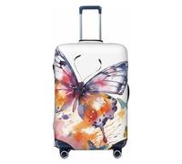 NBSKSDLK Travel Luggage Cover Watercolor butterfly Suitcase Protector Anti-Scratch Washable Baggage Covers Elastic Suitcase Cover Tsa Approved Baggage Protector Fit 18-32 Inch Luggage, Black, L