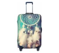 NBSKSDLK Travel Luggage Cover White Dream Catcher Feather Suitcase Protector Anti-Scratch Washable Baggage Covers Elastic Suitcase Cover Tsa Approved Baggage Protector Fit 18-32 Inch Luggage, Black, L