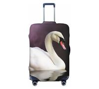 NBSKSDLK Travel Luggage Cover White Swan Suitcase Protector Anti-Scratch Washable Baggage Covers Elastic Suitcase Cover Tsa Approved Baggage Protector Fit 18-32 Inch Luggage, Black, M
