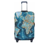 NBSKSDLK Travel Luggage Cover World Map Suitcase Protector Anti-Scratch Washable Baggage Covers Elastic Suitcase Cover Tsa Approved Baggage Protector Fit 18-32 Inch Luggage, Black, L