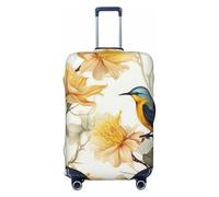 NBSKSDLK Travel Luggage Cover Yellow Flowers and Birds Suitcase Protector Anti-Scratch Washable Baggage Covers Elastic Suitcase Cover Tsa Approved Baggage Protector Fit 18-32 Inch Luggage, Black, S