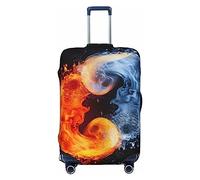 NBSKSDLK Travel Luggage Cover yin yang fire water Suitcase Protector Anti-Scratch Washable Baggage Covers Elastic Suitcase Cover Tsa Approved Baggage Protector Fit 18-32 Inch Luggage, Black, M