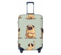 NBSKSDLK Travel Luggage Cover Yoga pug Cute Suitcase Protector Anti-Scratch Washable Baggage Covers Elastic Suitcase Cover Tsa Approved Baggage Protector Fit 18-32 Inch Luggage, Black, XL