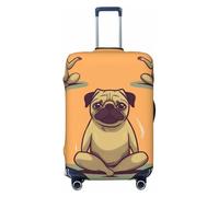 NBSKSDLK Travel Luggage Cover Yoga pug Suitcase Protector Anti-Scratch Washable Baggage Covers Elastic Suitcase Cover Tsa Approved Baggage Protector Fit 18-32 Inch Luggage, Black, M