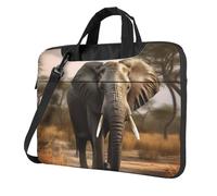 NBSKSDLK Tropical African Elephant Laptop Bag, Computer Briefcase Gifts for Men Women, 360 Protective Laptop Shoulder Bag, Black, 14 inch