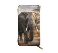 NBSKSDLK Tropical African Elephant Leather Wallet RFID Blocking Credit Card Case Large Capacity Money Organizer with Zipper Pocket - Slim Minimalist Cash Wallet for Men Women Phone Clutch Gift